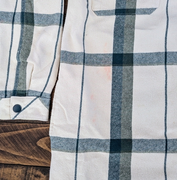 Vans Hal Green Cream Oversized Plaid Shacket Shirt Jacket Women's Small - Picture 7 of 10